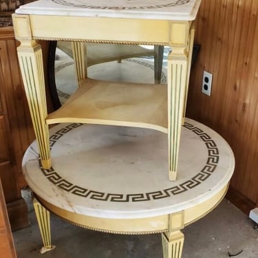 Greek Key Marble Top Tables SHIPPING NOT FREE 