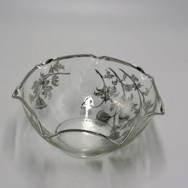 vintage glass bowl with silver overlay 