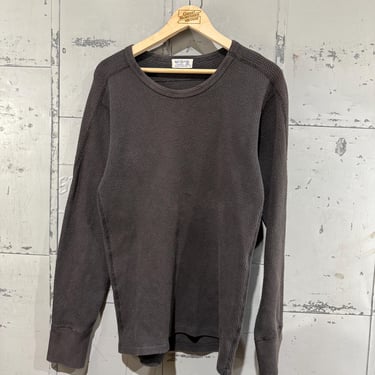 Vintage Velva sheer Black long sleeve thermal shirt waffle knit all cotton shirt essentials versatile sheen tshirt undershirt 