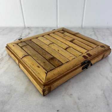 Vintage Bamboo Jewelry Box or Tea Box, decorative, for storing jewelry, treasures, trinkets, Boho Bohemian style decor gift 