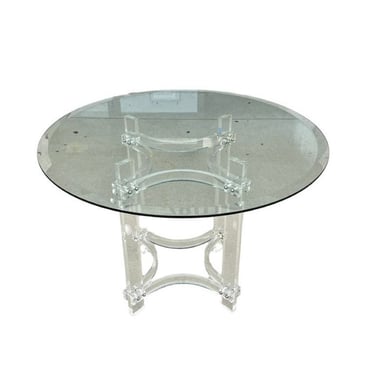 Hollywood Regency Lucite & Glass Round Dining Table by Charles Hollis Jones 