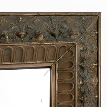 Gothic Revival Patinated Metal Square Wall Mirror