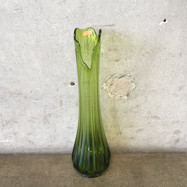 Large Mid Century Green Glass Vase