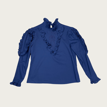 (M) Ruffle Sleeve Embroidered Blouse