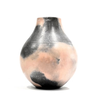 VINTAGE: Signed Studio Pottery Vase - Ash Black and Nude Peach Color Vase  - Ceramic  Vase - SKU 31-C-00028129 