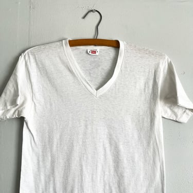 Vintage 50s 60s Hanes Blank t shirt Ribbon Tag 100% Cotton size S 