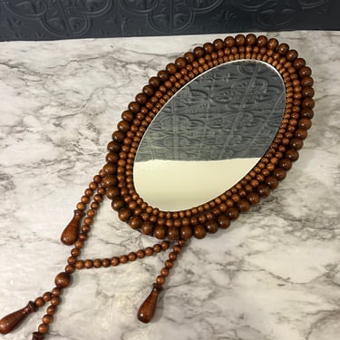 Wood Bead Oval Mirror