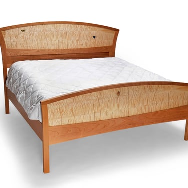 Bed Frame King Size, Headboard, Platform Bed, Queen, Handmade, Wood, Custom Size, Bedroom, New Home, Remodel, Cherry, Quilted Maple, Inlay 