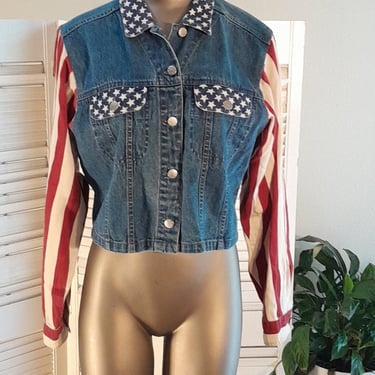 Vintage 80s/90s Cotton Quizz Denim Flag Shirt /Star Buttons / M 