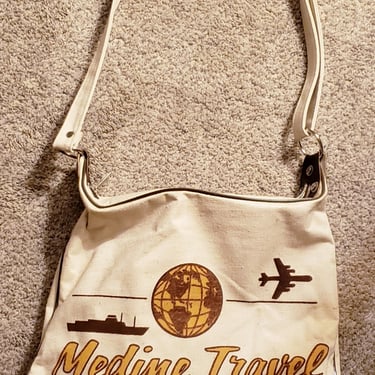 Vintage New York Canvas Shoulder bag Medine Travel Agency Farmingdale New York 
