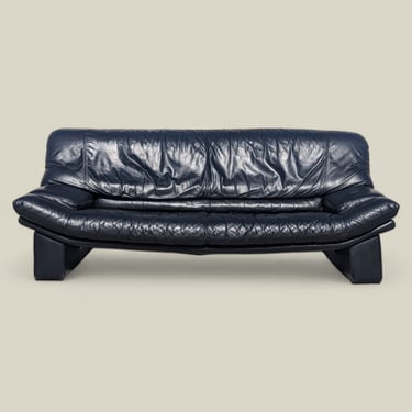 Black Nicoletti Salotti Sofa, Postmodern, Leather, Living Room Couch 