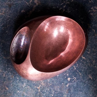 Vintage Fantastic Orb Centerpiece Bowl Copper Plated Table Sculpture Biomorphic Large Mid-Century Danish Style Jensen IHQ Dansk 