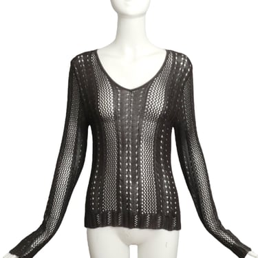 CHRISTIAN DIOR- 2001 Brown Open Weave Sweater, Size 8