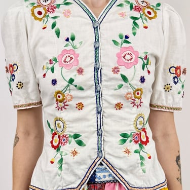 Eternal Flowers Embroidered Folk Blouse