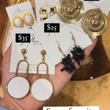 Green and gold earrings