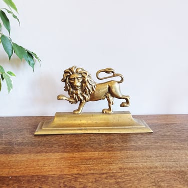 Vintage Solid Brass Lion Doorstop 