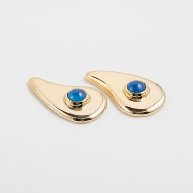 ARO Wavy Earrings - 24kt gold plated/Blue Onyx