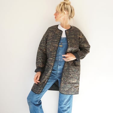 Vintage Carhartt Camo Quilted Liner Jacket | Quilt Army Liner Coat | Military Puffer Coat Bomber Oversized | XL 
