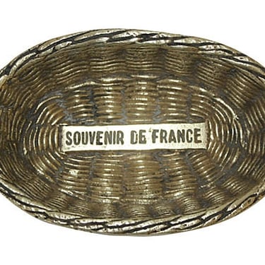 Vintage Souvenir de France Brass Basket Petite 