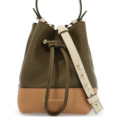 Strathberry Khaki And Caramel Calf Leather Bag With Drawstring Closure And Golden Finishes Women