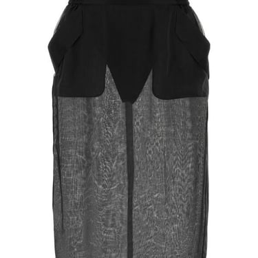 Saint Laurent Woman Black Silk Skirt