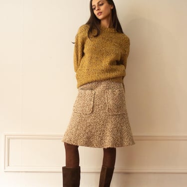 1970s Valentino Couture Boucle Tweed Skirt 