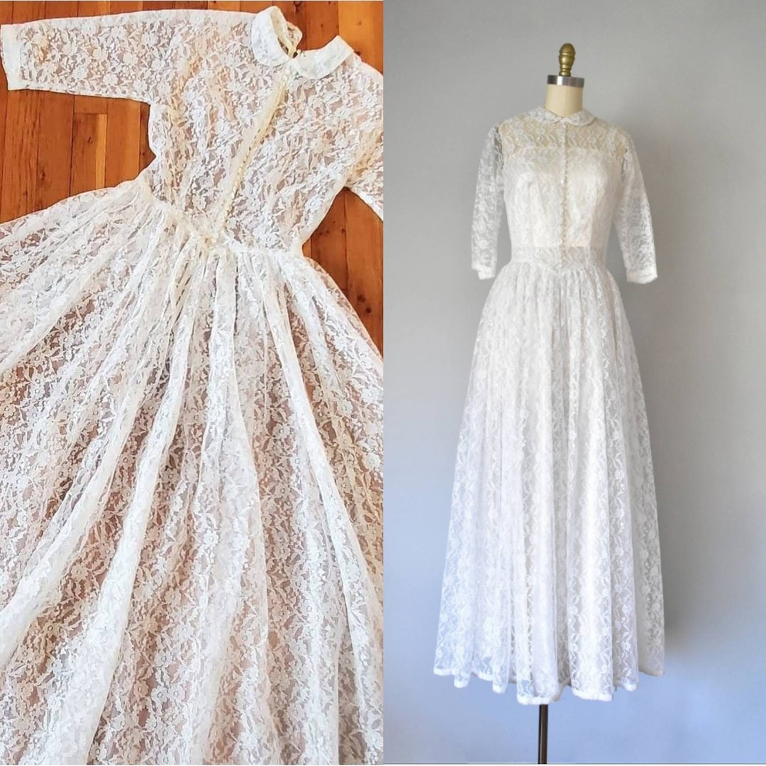Marbella 1950s lace wedding dress, wedding gown, vintage wedding dress ...