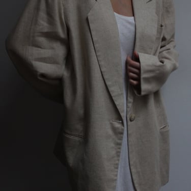 Beautiful Vintage Oat Woven Linen Blazer