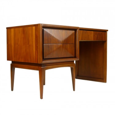 1960s Walnut Diamond Front Desk