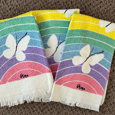 VERA pastel rainbow and butterfly kitchen towel set of three 