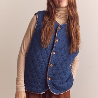 amente Wool Blend Shepherd Reversible Vest - Coco