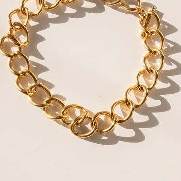 Vintage Monet Chain Necklace Gold Oversized Chocker 1960s 