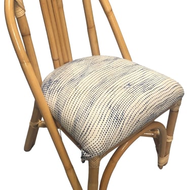 Single Restored Mid-Century Swoop Rattan Armchair Dining Chair 