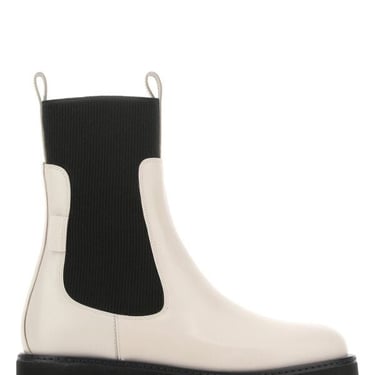 Salvatore Ferragamo Women Ivory Leather Rook Ankle Boots