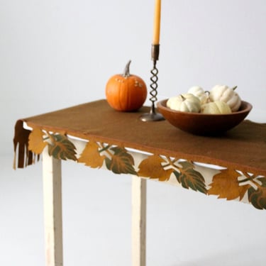 vintage autumn table runner, felt table mat with cut out leaf trim 