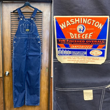 Vintage 1960’s -Deadstock- “Dee Cee” Navy Blue Mod Cotton Denim Jeans Overalls, W31 L34, Never Worn, 60’s Vintage Clothing 
