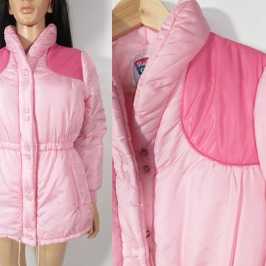 Vintage 80s Barbiecore Puffer Ski Jacket Size XS/S 