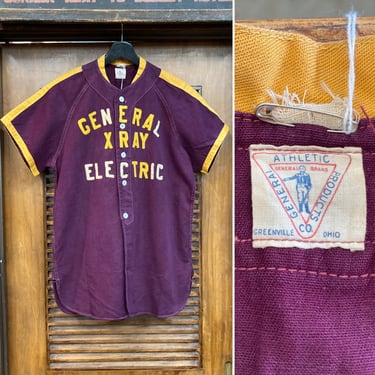 Vintage 1930’s X-Ray General Electric Sports Cotton Twill Jersey with Felt Appliqué, 30’s Baseball, Vintage Clothing 
