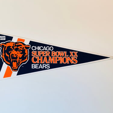Vintage 1985 Super Bowl XX Champions Chicago Bears NFL Football Pennant 