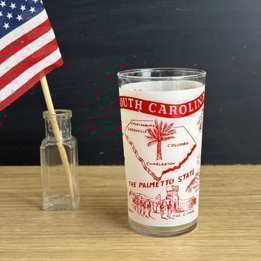 South Carolina souvenir printed glass - 1960s vintage 