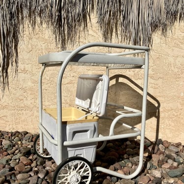 1980s Postmodern White bar cart with Igloo Cooler