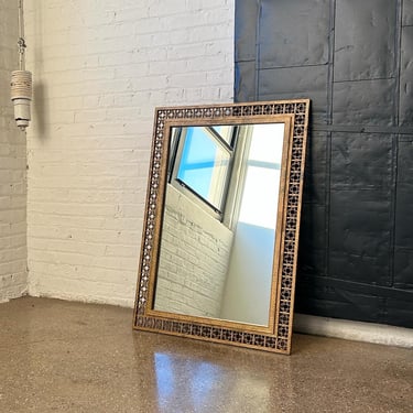 Large Wall Hanging Guilded Mid Century Rectangle Mirror Intricate Engraving Rare Free Nationwide Shipping 