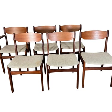 Set of 6 Mid Century Teak Dining Chairs One With Arms Floating Seat 
