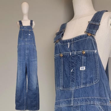 1960s Lee Overalls / Vintage Denim Overalls / Lee Jeans / Size 36 Waist 