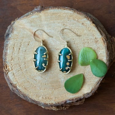 Seafloor Treasure Earrings - Brass + Ocean Jasper