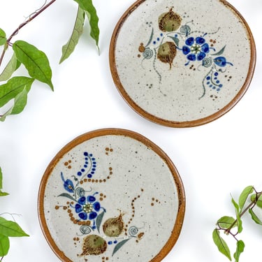 Vintage Handmade Tonala Pottery Plates | Floral Motif | Mexican Pottery 