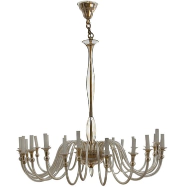 Large Murano Art Deco Amber-Glass Chandelier 