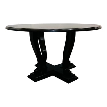 Ralph Lauren Black Lacquered Wood Round Basalt Dining Table