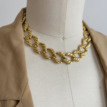 chunky gold necklace vintage gold plated chain collar necklace 