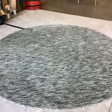 Blue Round Wool Rug (R088) 9x9